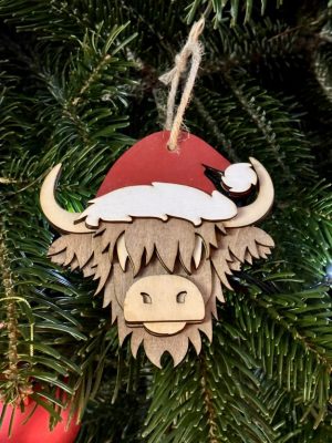 Highland cow Xmas tree decoration