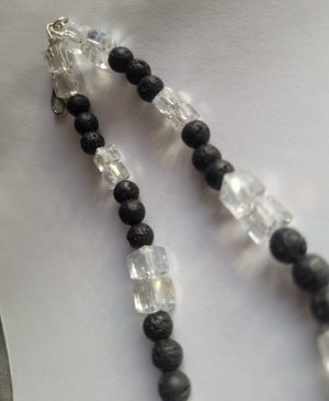 Handmade Lava Stone & Crystal Glass Charm for Phones or Bags