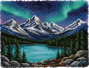 Rug Making Latch Hooking Kit | Aurora Night (75x55cm Printed Canvas)