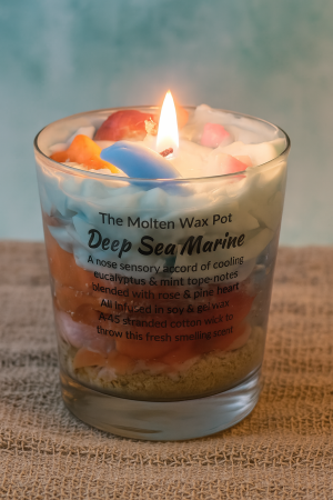 Deep Sea Marine Candle • Ocean Inspired Soy & Gel Wax • Handmade Coastal Decor