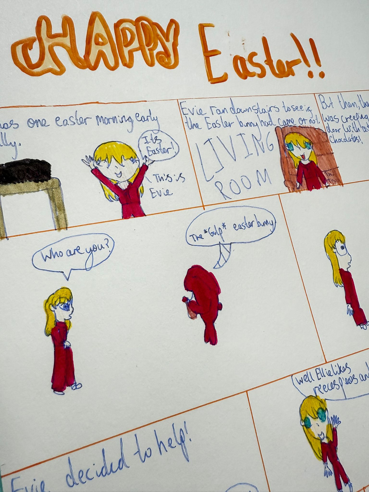 Happy Easter Story Card | Two-Sided Comic Illustration | Original Children’s Artwork (21 x 30 cm) - Image 4