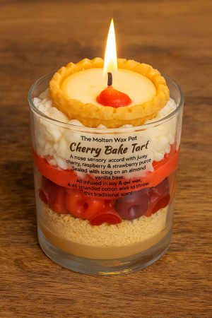 Cherry Bakewell Tart Candle • Dessert Inspired • Cherry Almond Scent • Handmade Soy Wax Gift