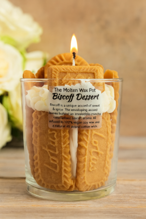 Handmade Biscoff Dessert Candle • Spiced Biscuit Soy Wax, 10oz