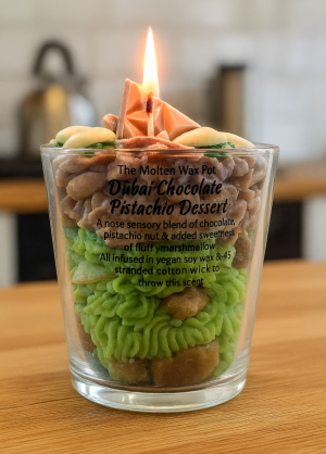 Dubai Chocolate Pistachio Candle Handmade Soy Wax Dessert Scented Gift Home Decor