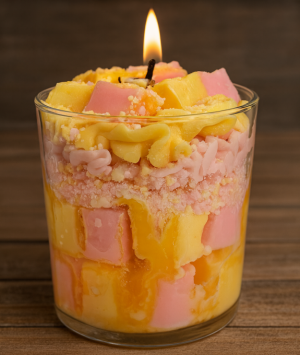 Handmade Battenberg Candle • Soy Wax Dessert Candle • Almond & Vanilla Scent