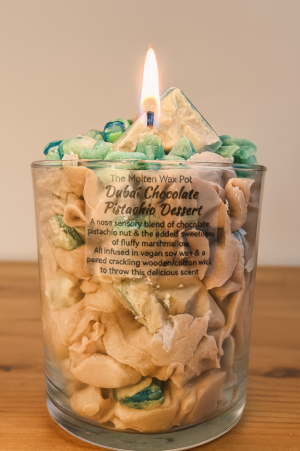 Luxury Dessert Candle • Chocolate Pistachio • Soy Wax • Handmade Home Fragrance