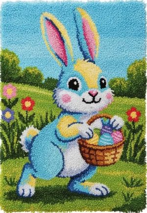 Rug Making Latch Hooking Kit | Easter Bunny (120x69cm Printed Canvas) "NEW"