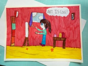 “Art Is Cool!” Handmade Children’s Art Card | Colourful Creative Design (22 x 16 cm)