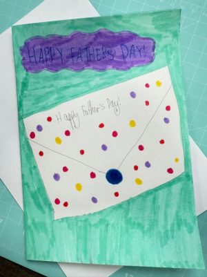 Happy Father’s Day Handmade Card | Cute Envelope Design | Original Children’s Artwork (21 x 15 cm)