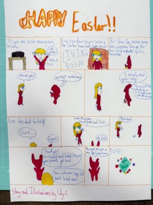 Happy Easter Story Card | Two-Sided Comic Illustration | Original Children’s Artwork (21 x 30 cm)