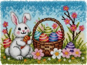 Rug Making Latch Hooking Kit | Easter Bunny (75x55cm Printed Canvas)