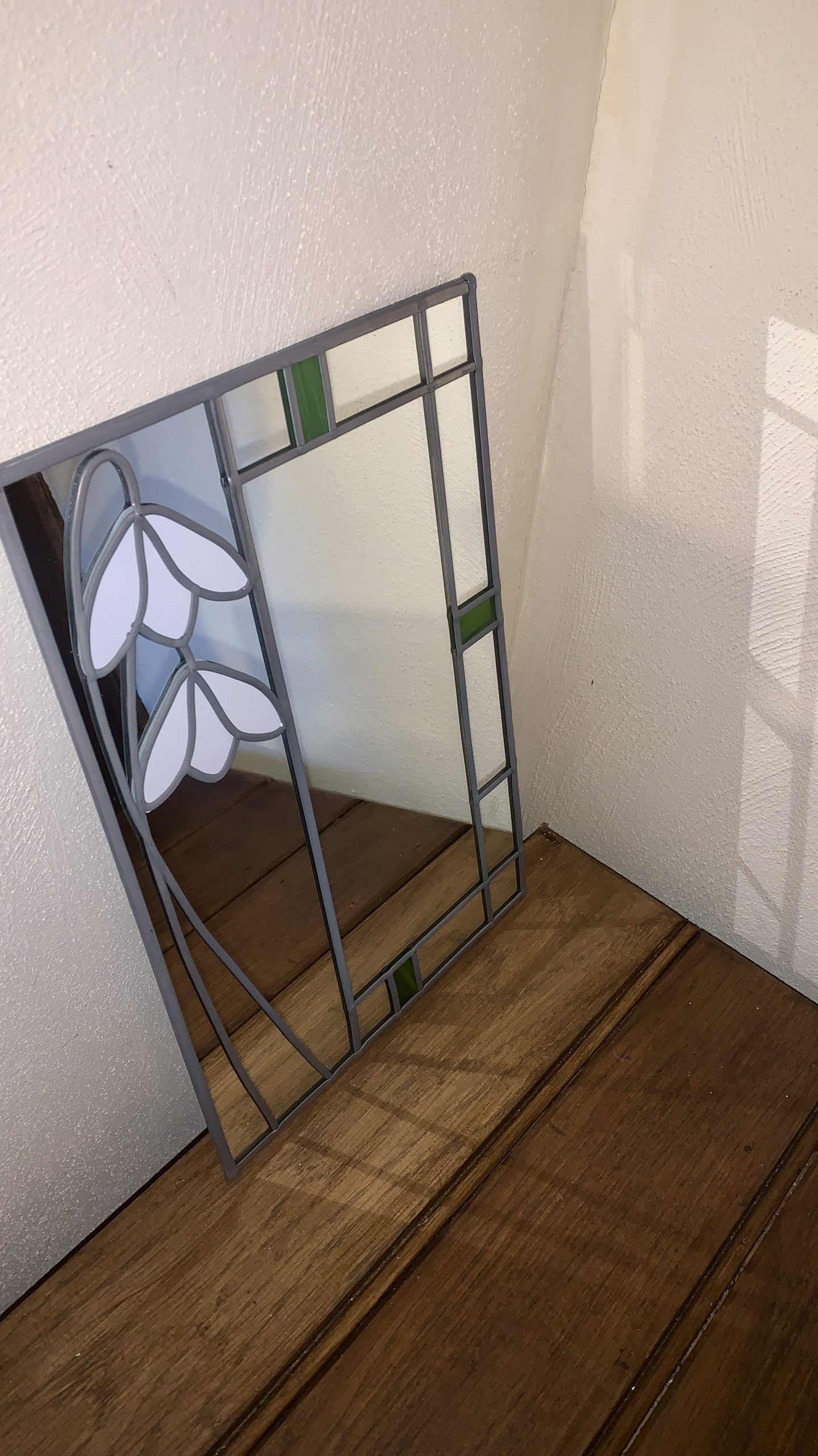 Mirror with Charles Rennie Mackintosh inspired Snowdrops. - Image 2