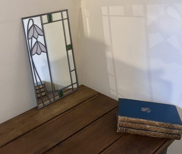 Mirror with Charles Rennie Mackintosh inspired Snowdrops.