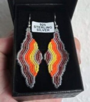 Waves / Clouds Dangle Earrings / Handmade / Jewellery / retro colours