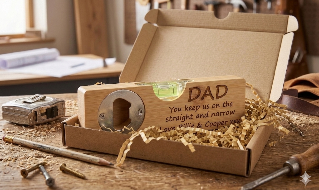 Personalised Bamboo Spirit Level, Bottle Opener, Unique Dad Gift - Image 7