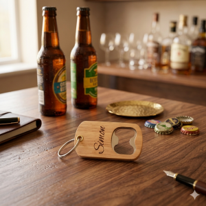 Personalised Wooden Pendant Bottle Opener Keyring