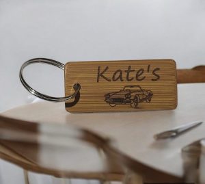 Personalised Bamboo Keyring | Rustic Key Fob | Hotels / Holiday Lets / B&B's / AirBNB