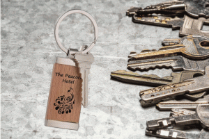 Personalised Wooden Keyring | Rustic Key Fob | Hotels / Holiday Lets / B&B's | AirBNB