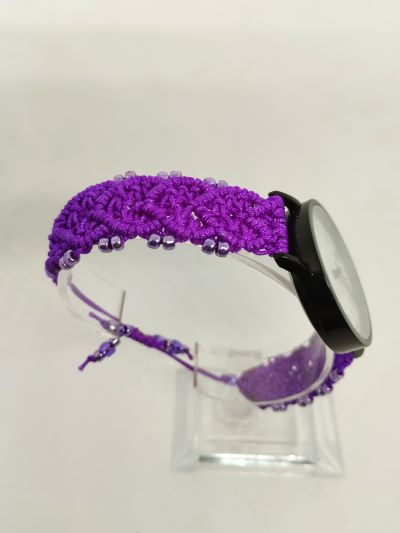 Purple hearts micro macrame bracelet watch, Jewellery, Gift - Image 9