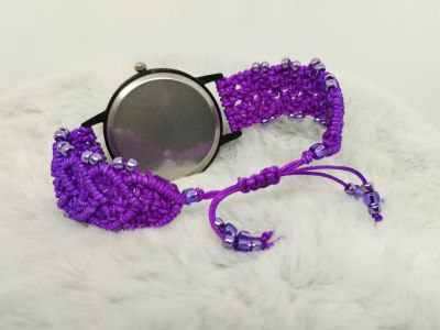 Purple hearts micro macrame bracelet watch, Jewellery, Gift - Image 8