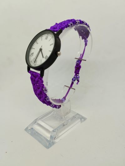 Purple hearts micro macrame bracelet watch, Jewellery, Gift - Image 7