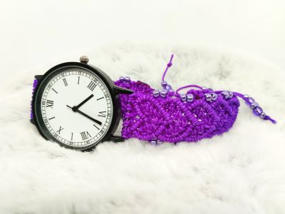 Purple hearts micro macrame bracelet watch, Jewellery, Gift - Image 6