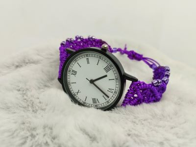 Purple hearts micro macrame bracelet watch, Jewellery, Gift - Image 3