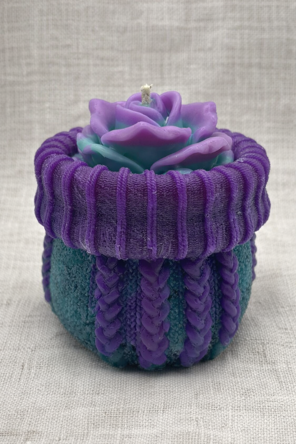 🌾 Linen Fresh Woven Cuff Pillar Candle — Fresh Linen Scent
