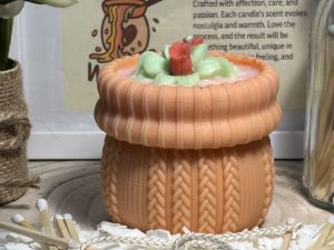 🌸 Peach Woven Cuff Pillar Candle — Baby Powder Scent