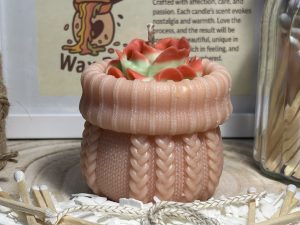 🌸 Rose Woven Cuff Pillar Candle — Baby Powder Scent