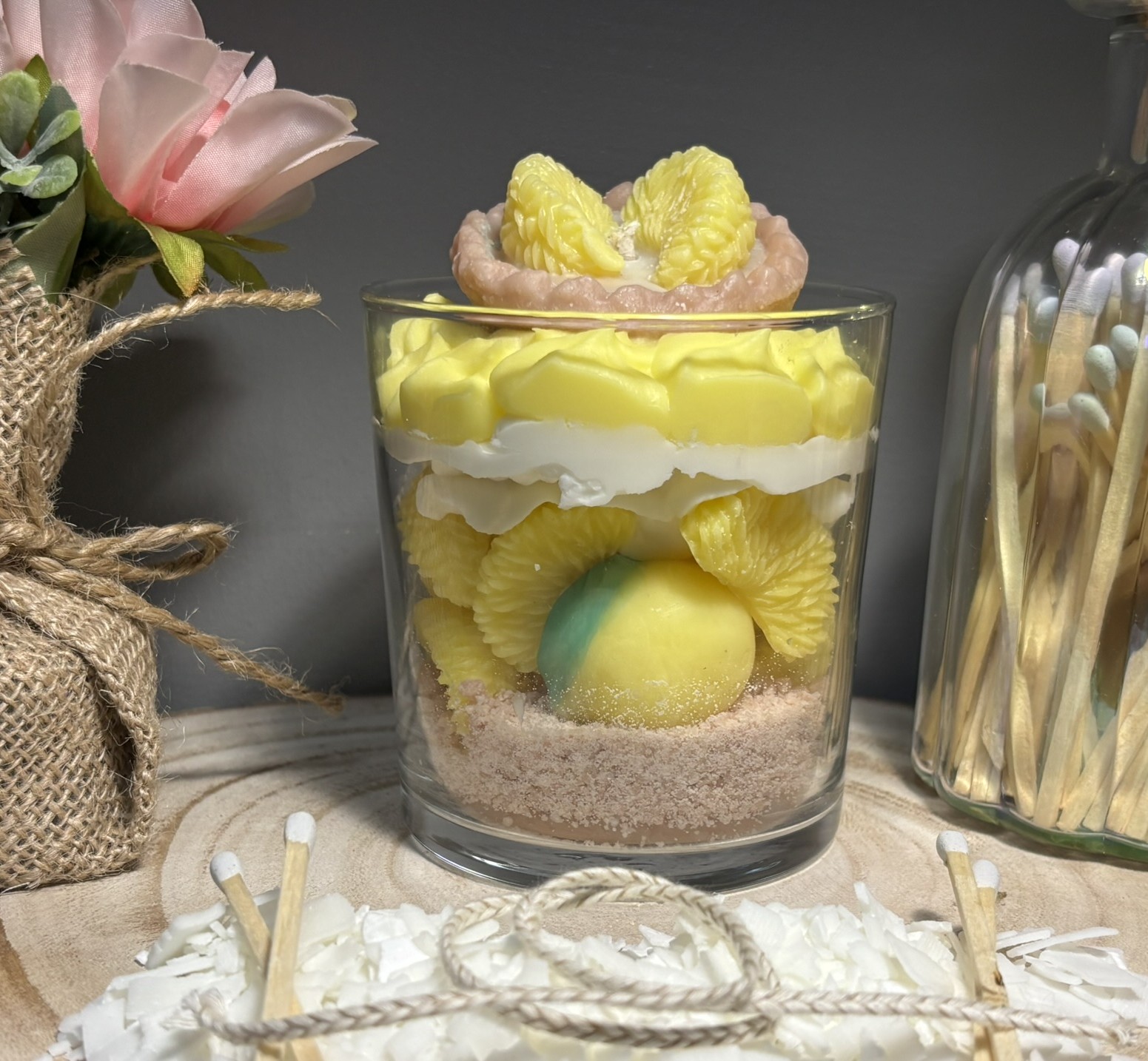 🍋 Lemon Meringue‑Style Dessert Candle — Handmade Citrus‑Cream Soy Wax - Image 2