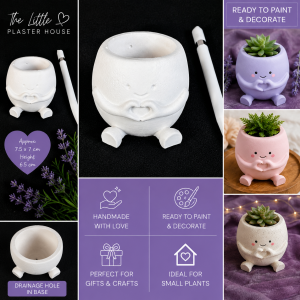 Handmade Happy Heart Planter – Paint Your Own Plaster Plant Pot
