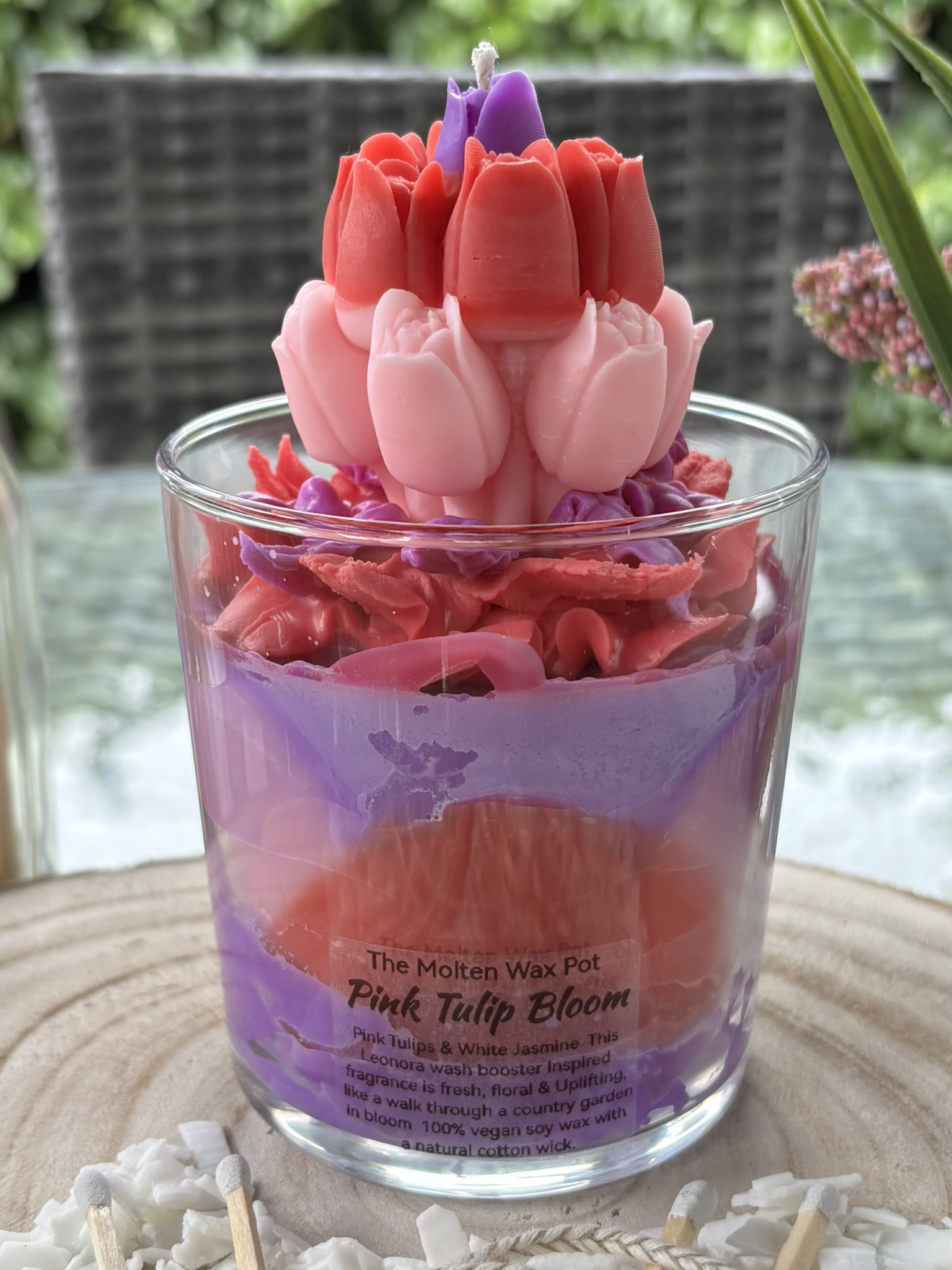 🌷 Pink Tulip Bloom Floral Candle – Hand‑Sculpted Bouquet Design - Image 2