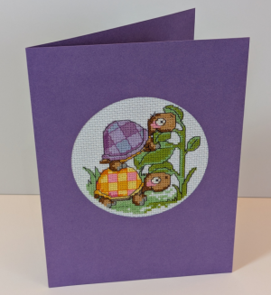 Turtle Cross stitch greetings card