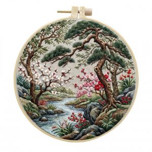 Cross Stitch Kits for Beginners | Stream (20cm with Frame)