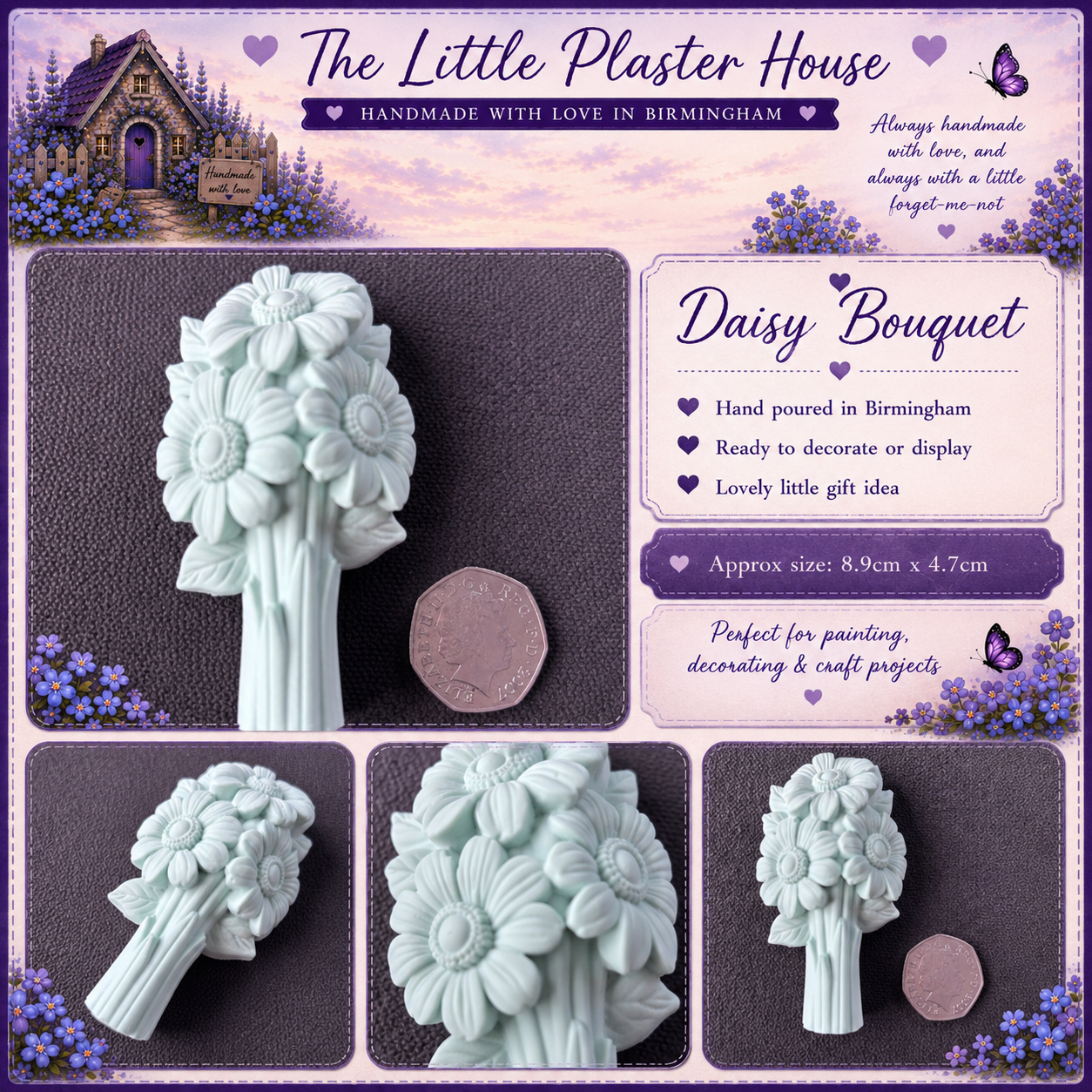 Hand Poured Daisy Bouquet Plaster Decoration