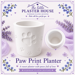 White Paw Print Plaster Planter / Pot