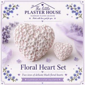 Blush Pink Floral Heart Plaster Decorations – Set of 2