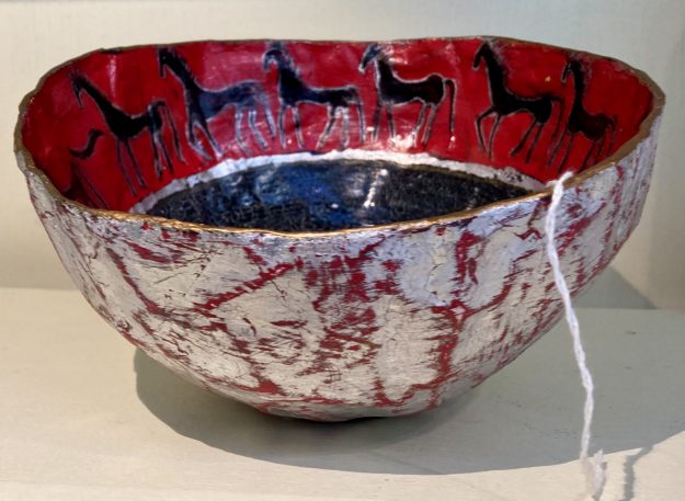 Silver gilded papier mache bowl