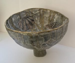 Papier Mache Seascape footed bowl