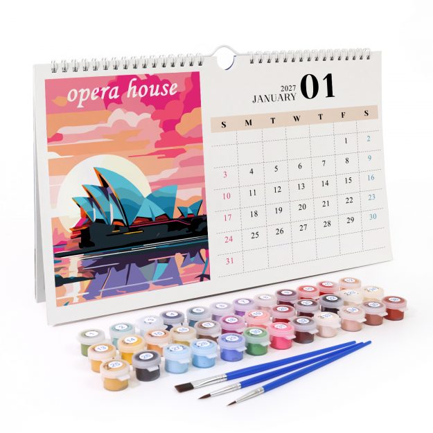 2027 Paint By Number Wall Calendar - Famous Buildings