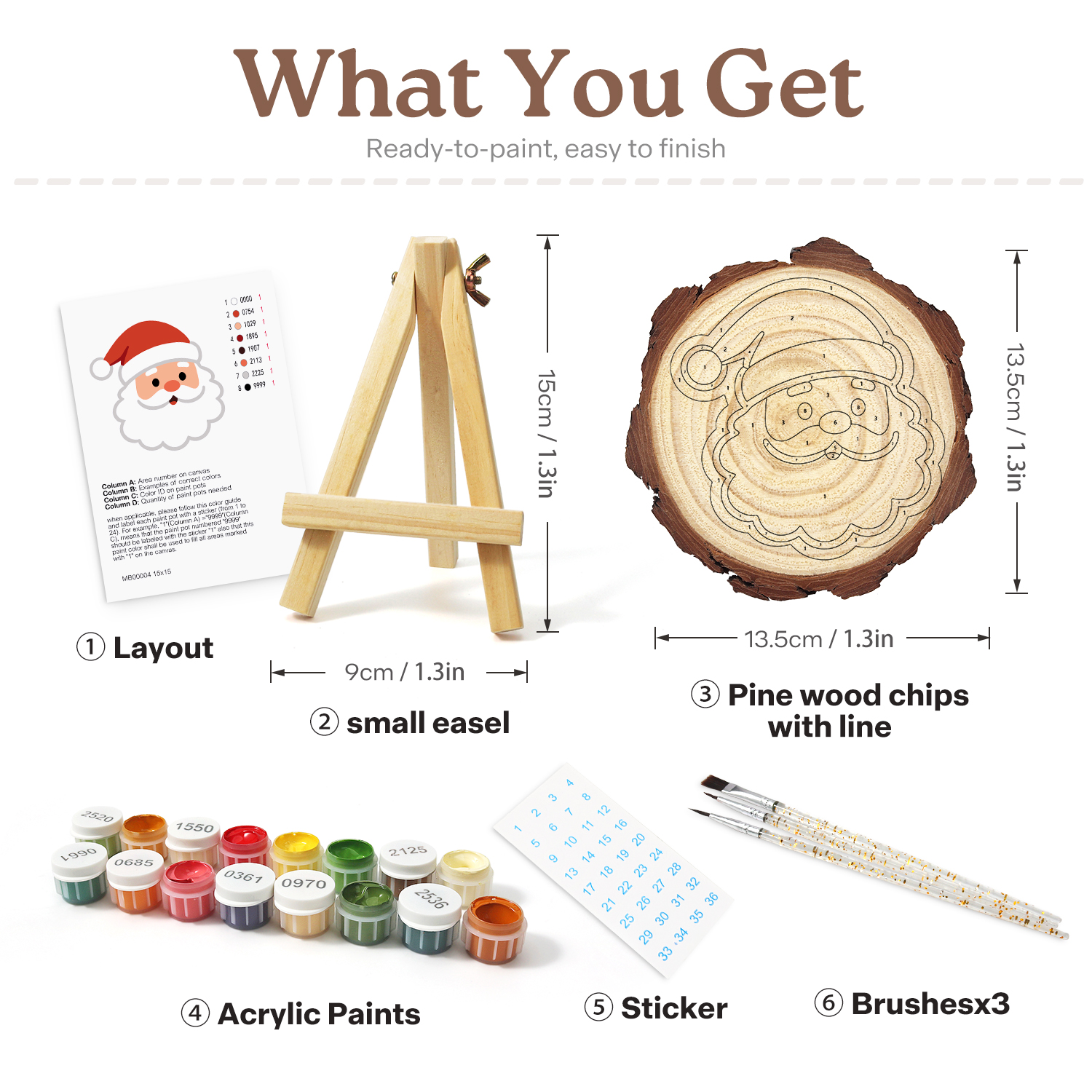 Pine Wood Paint by Number Kit | Christmas Bells