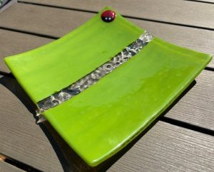 Fused Glass Plate with Ladybird