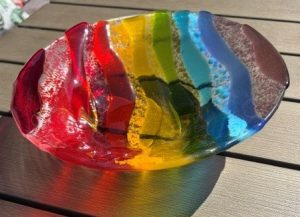 Handcrafted Fused Glass Rainbow Bowl (25cm Diameter)