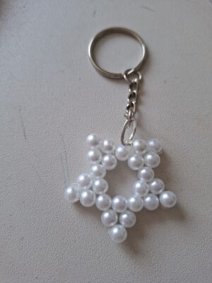 White beaded keyring
