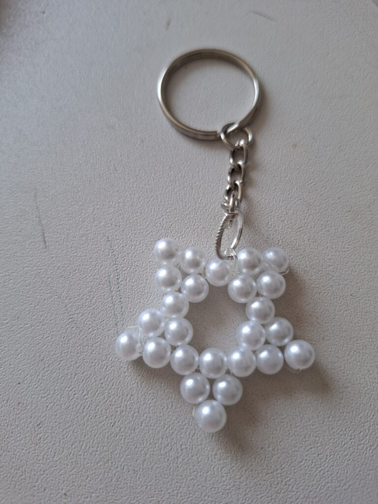 White beaded keyring