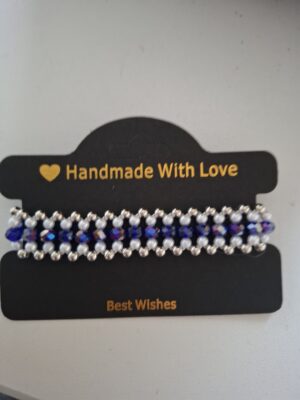 Blue white and silver bracelet