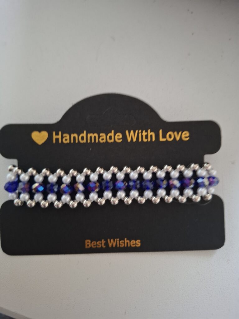 Blue white and silver bracelet