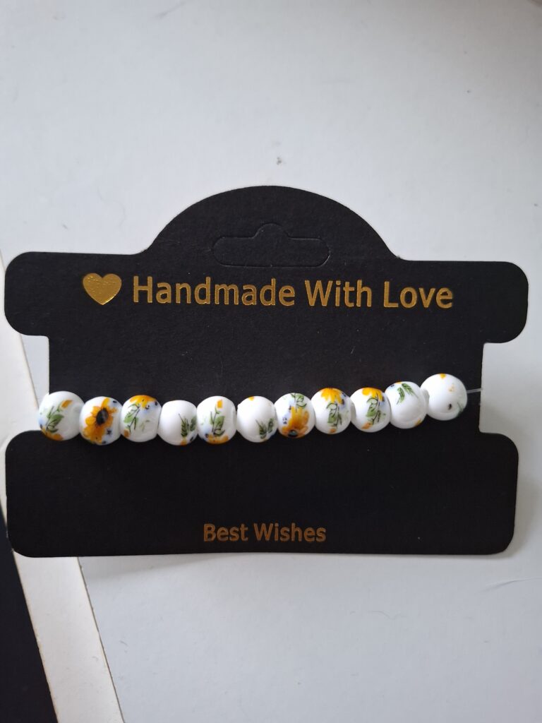 Sunflower ceramic beaded bracelet