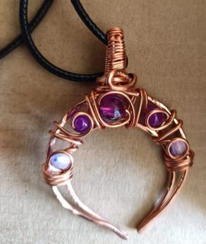 Crescent shape copper pendant